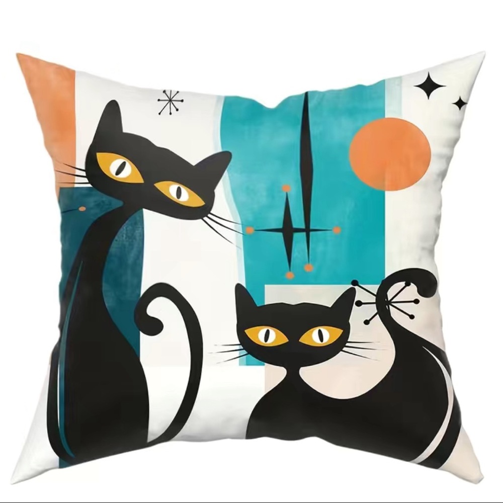 4pcs, Retro Black Cat Throw Pillow Covers - Picture 5 of 6